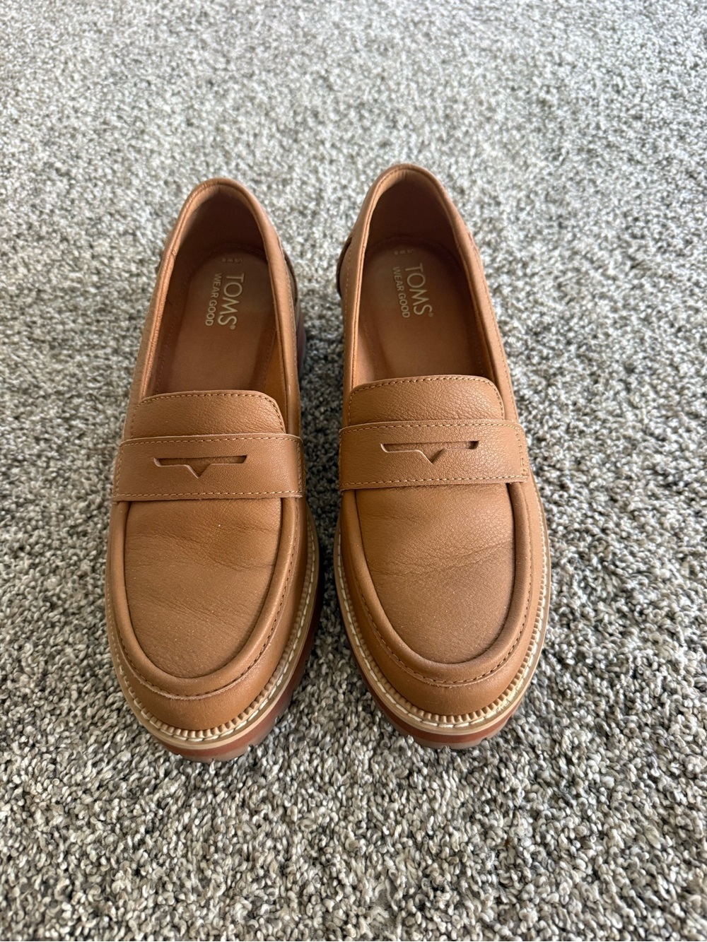 TOMS Women’s Tan Leather Penny Loafers